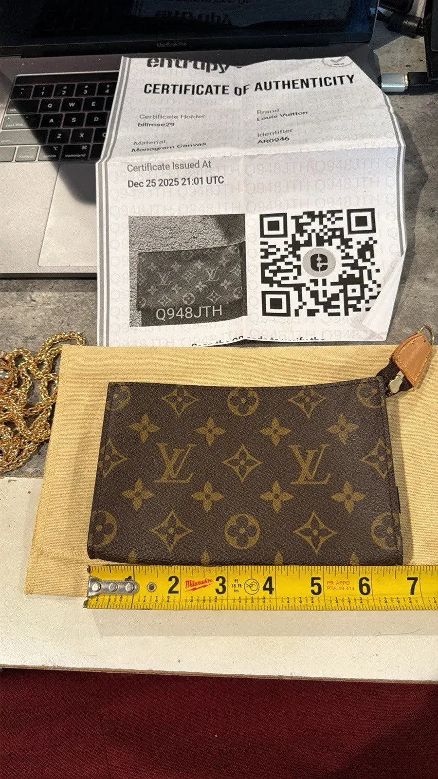 Louis Vuitton Monogram Petit Bucket Pouch With COA