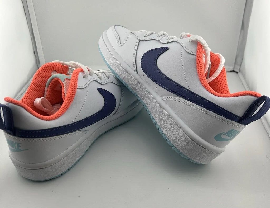 Nike Court Borough 2 BQ5448-112 GS/ White navy/ Orange Insole Size 5Y