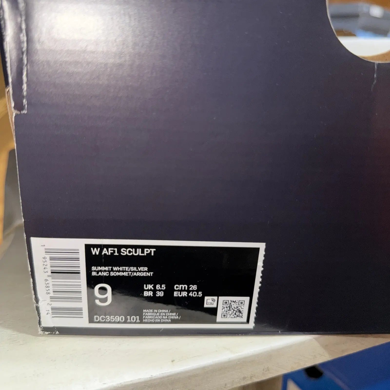 WMNS NIKE AF1 SCULPT AIR FORCE 1 SCULPT SUMMIT WHITE-SILVER Size 9 DC3590 101