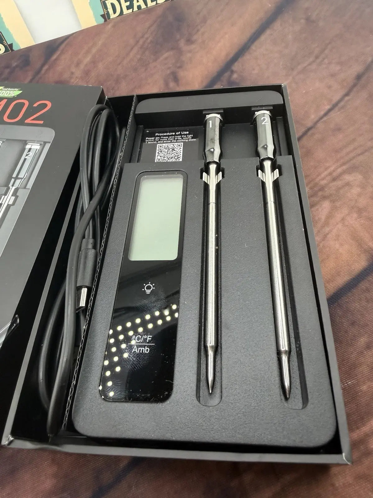 ROUUO Wireless Meat Thermometer Model M02 (New Open Box) FAST FREE SHIPPING.