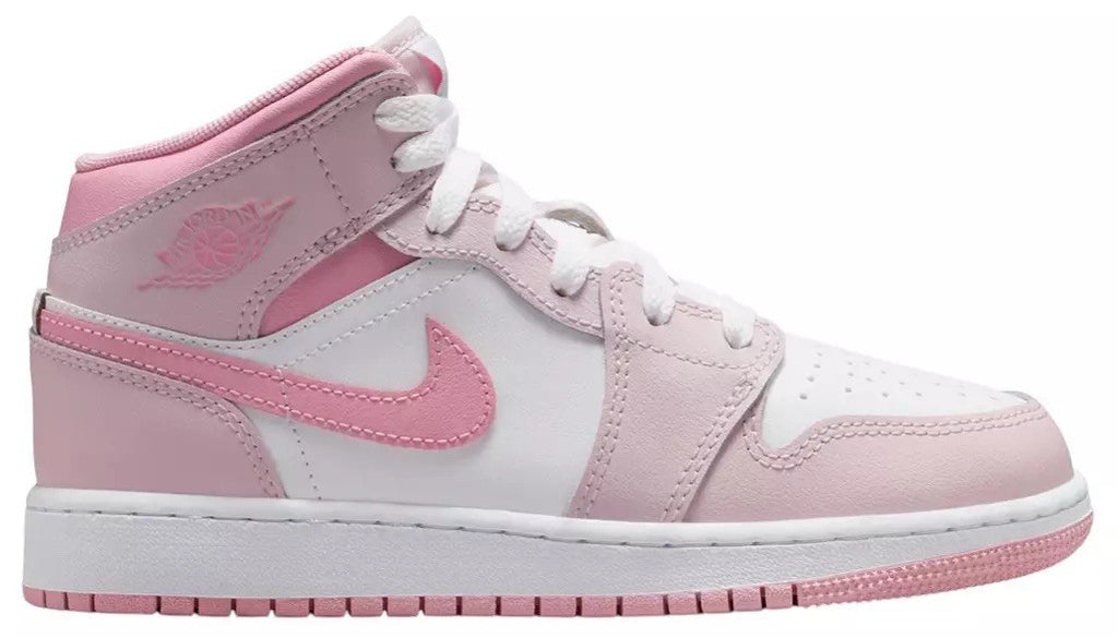 Nike Air Jordan 1 Mid SE Shoes Youth Size 7Y Pink White DQ8423-602 Basketball