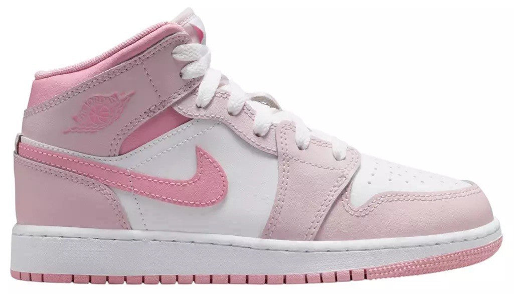 Nike Air Jordan 1 Mid SE Shoes Youth Size 7Y Pink White DQ8423-602 Basketball