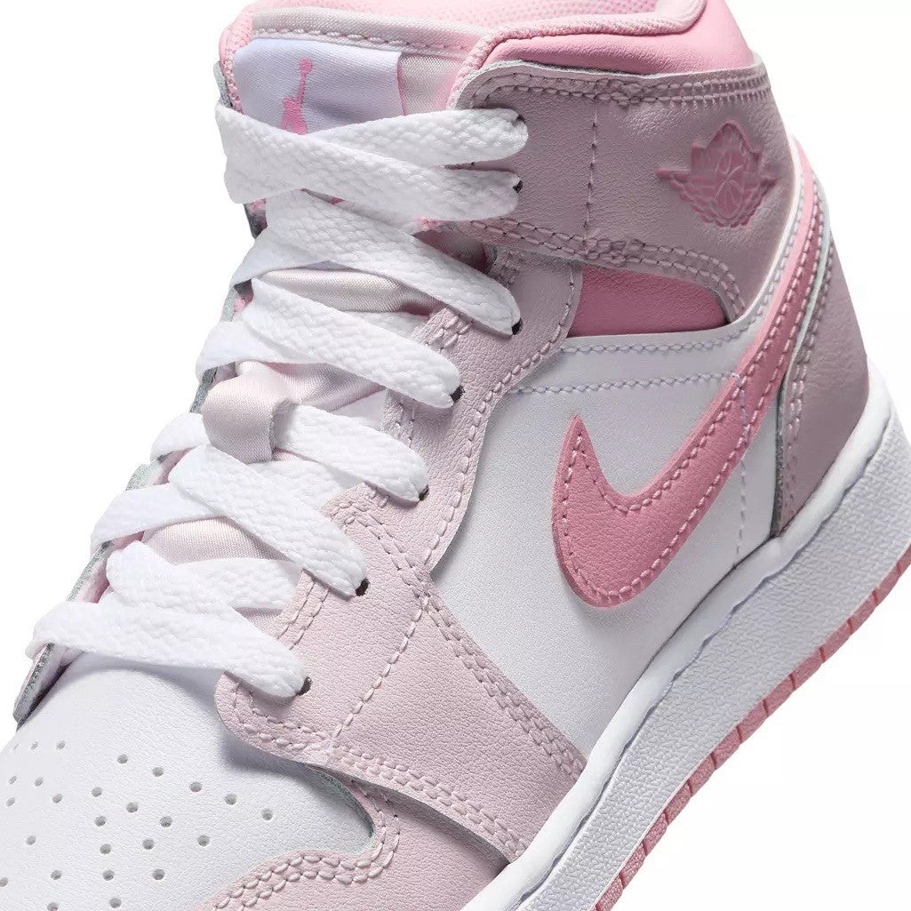 Nike Air Jordan 1 Mid SE Shoes Youth Size 7Y Pink White DQ8423-602 Basketball