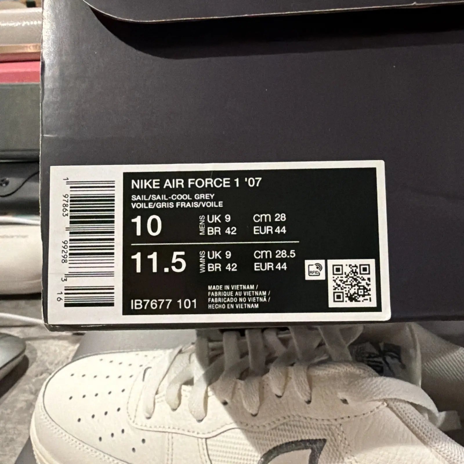Nike Air Force 1 Low Sail Cool Grey Size 10 Men