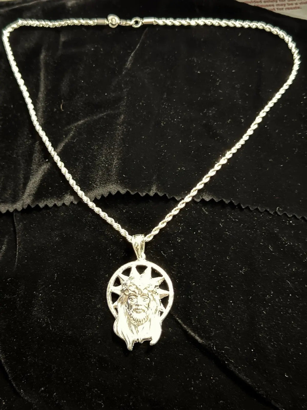 925 Sterling Silver Jesus Pendant Sunburst Halo CZ 2” Italy 12.67g New