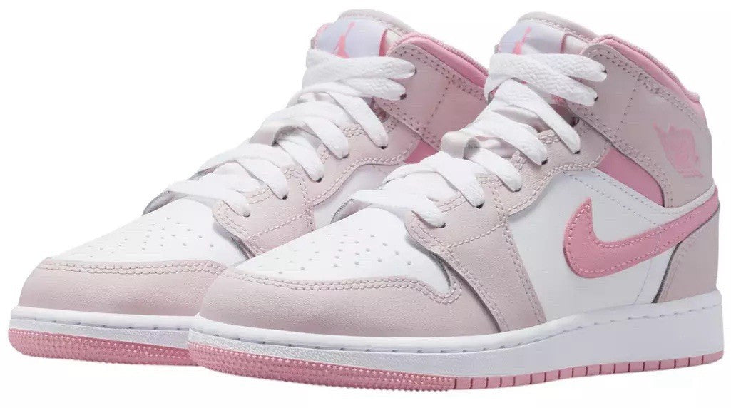 Nike Air Jordan 1 Mid SE Shoes Youth Size 7Y Pink White DQ8423-602 Basketball